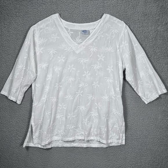 CottonSeed Tunic 398 Palms Light‎ Cotton Preshrunk Womens Medium USA Resort Wear - Picture 3 of 15